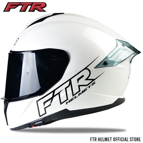 Ftr Helmets Xr2 Pro Solid Glossy White Full Face Dual Visor Helmet