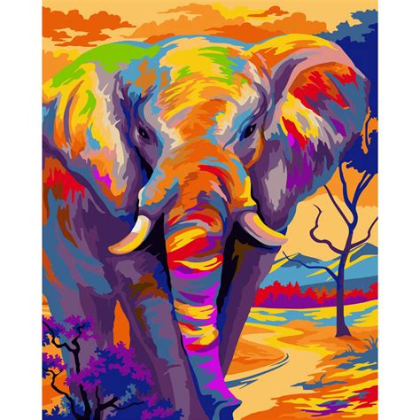 Set Pictura Pe Numere Cu Sasiu Elefant 40x50 Cm Picturi Pe Numere