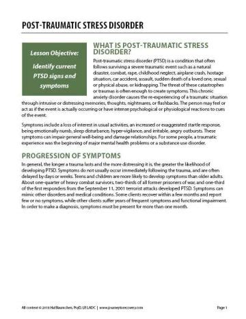 Post Traumatic Stress Disorder Cod Worksheet Journey To Recovery