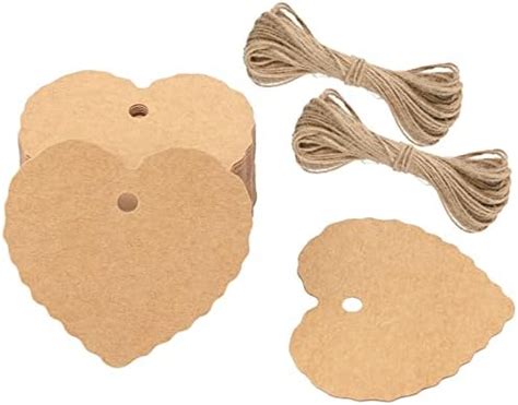 Jijacraft Tiquettes Cadeau En Papier Kraft Coeur Forme Pi Ces