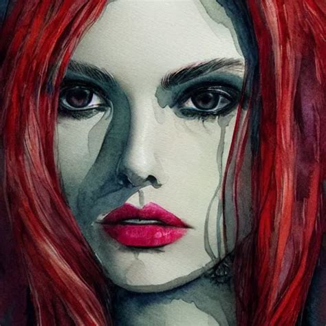 Watercolor Art On Paper Scorpio Girl Portrait Gothic Stable