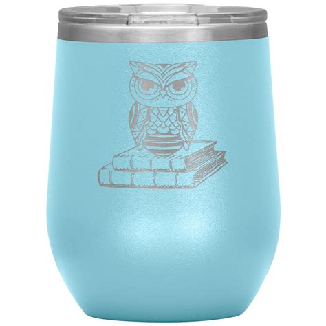 Owl Mug Owl Wine Tumbler On Books Teacher Tumbler Etsy