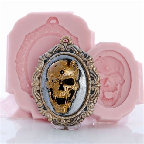 Skull Cameo Silicone Mold With Cameo Mount Mold Set Jewelry Mold Resin