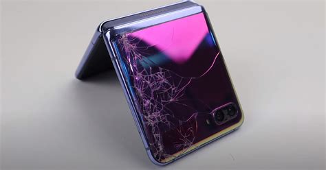 Galaxy Z Flip With Broken Display Shattered Back And Destroyed Camera