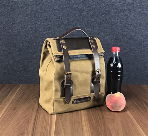 Waxed Canvas Lunch Bag For Men Modern Lunch Bag For Work Etsy