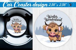 Car Coaster Christmas Highland Cow Graphic By Victoriacreatdis