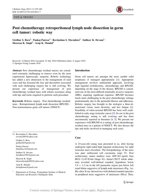 Post Chemotherapy Retroperitoneal Lymph Node Dissection In Germ Cell