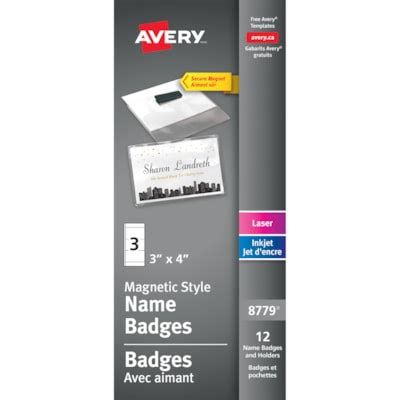 Avery Magnetic Style Name Badges White Clear X Pack Of