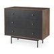 Grace Medium Brown Solid Wood W Black Iron Frame Drawer Accent