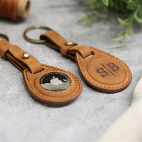 Custom Air Tag Keychain, Leather AirTag Holder, Engraved AirTag Case ...