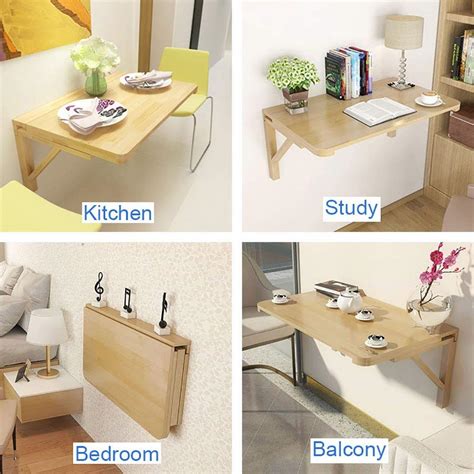 Wall Mounted Fold Down Table Small Space Saving Floating Desk Solid