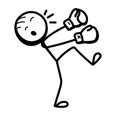 Stick figure with boxing gloves, hand drawn icon of punching 7542185 ...