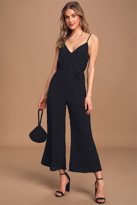 Black And White Jumpsuit Polka Dot Jumpsuit Culotte Jumpsuit Lulus