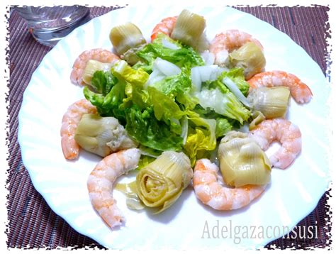 Recetas Light Adelgazaconsusi Ensalada De Alcachofas Langostinos Y