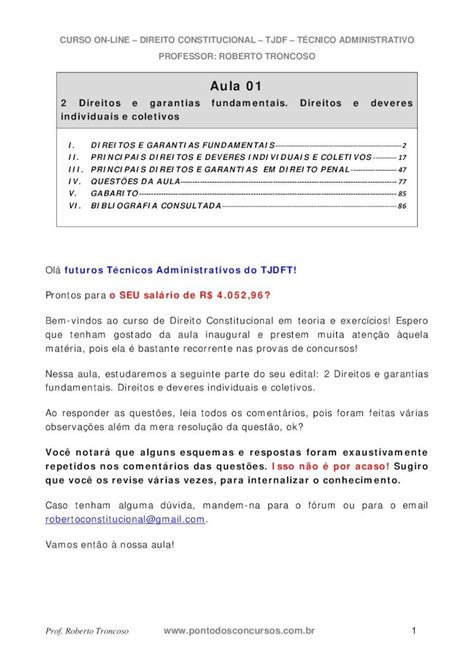 PDF Aula 02 Direito Constitucional Aula 01 ExerciciosTecnicoAdm