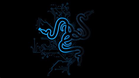 Hd Wallpaper Razer Logo Blue Hi Tech Black Background Studio Shot