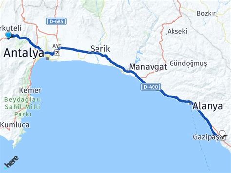 Korkuteli S Tc K Gazipa A Alanya Havaliman Aras Ka Km Yol Tarifi