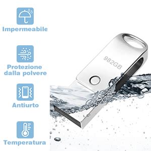 Chiavetta USB C 982 GB Pen Drive USB C OTG Mini Metallo Impermeabile