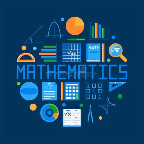 Mathematics Circular Flat Illustration Vector Math Symbol Stock Vector