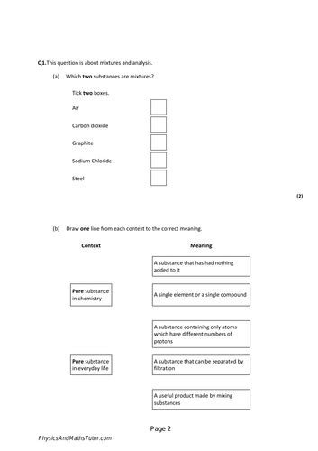 Gcse Ocr 21st Century Chemistry Chemical Analysis Complete Revision Summary Teaching Resources