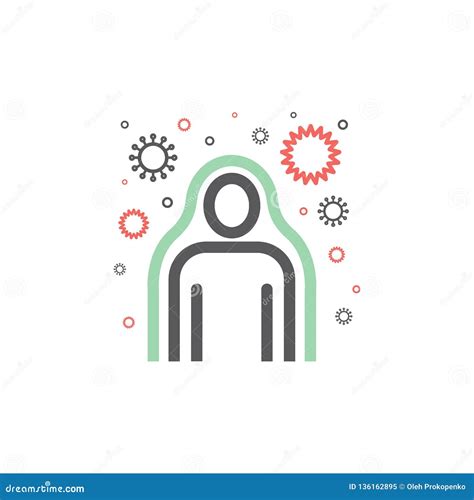 Immunity System Line Icon Human Immune System Vector Design Virus And