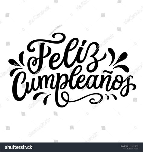 Feliz cumpleaños en español Texto con vector de stock libre de