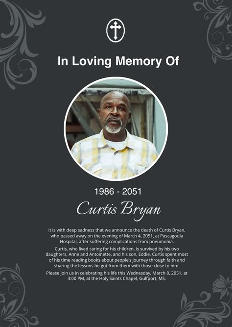 FREE Obituary Templates & Examples - Edit Online & Download | Template.net
