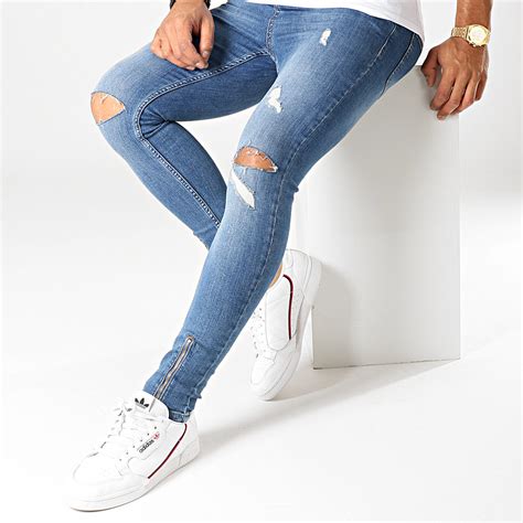 Lbo Jean Super Skinny Fit D Chir Avec Zips Ss D Denim Bleu