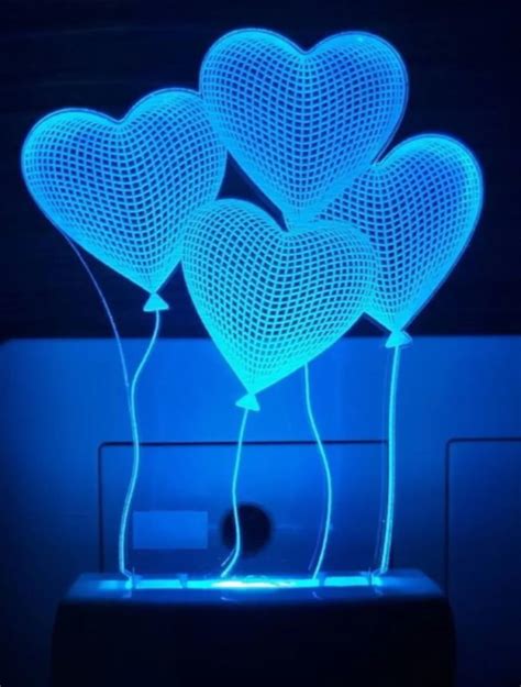 Laser Engraving Heart D Illusion Acrylic Led Night Lamp Cdr File