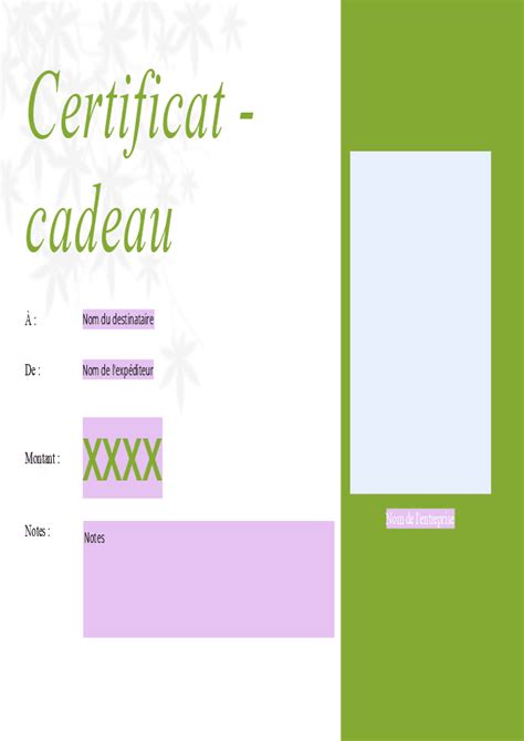 Modèles de certificats cadeaux ONLYOFFICE