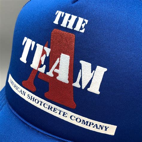 Vintage Trucker Hat Cap Snap Back Blue Mesh Foam Dad Y2k 90s A Team American Ebay