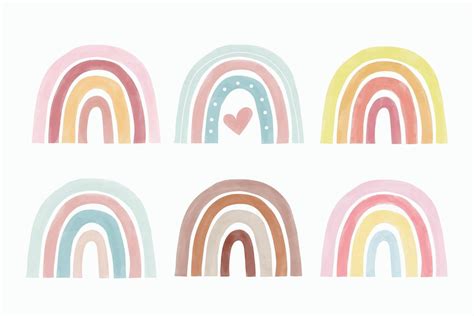 Watercolor Pastel Color Rainbows Set Vector Art At Vecteezy