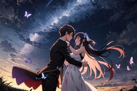 Premium Ai Image Anime Couple Having Romance Cinematic Way And