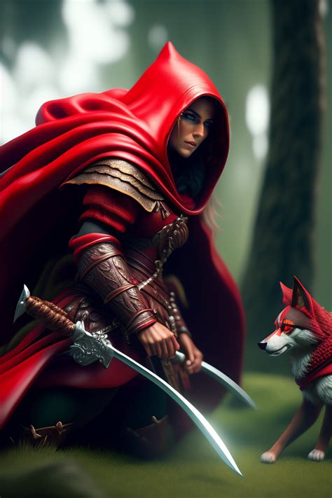 Lexica Beautiful Red Riding Hood Warrior Confronting A Werewolf