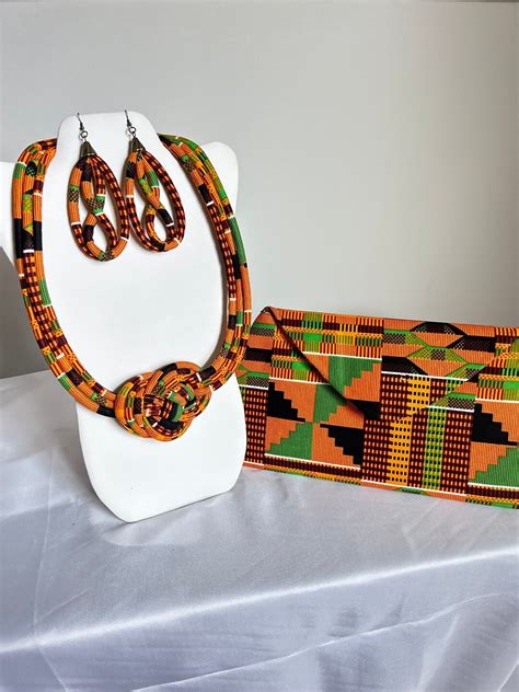 African Print Ankara Statement Necklace With Matching Clutch Bag Etsy