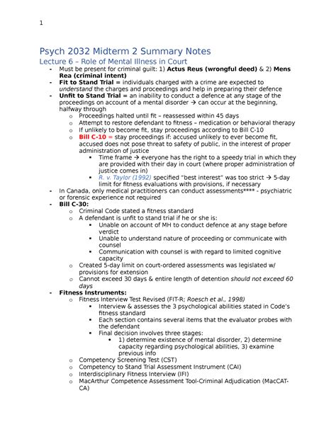 Midterm Summary Notes Psych Midterm Summary Notes Lecture