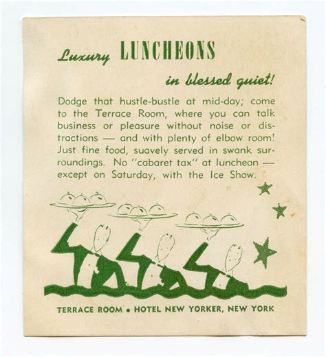 Terrace Room Hotel New Yorker Luxury Luncheons Souvenir Photograph