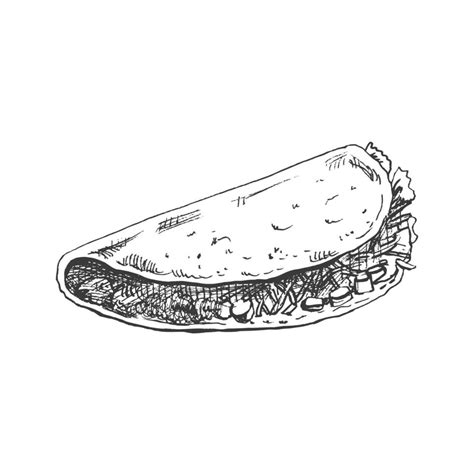 desenhado à mão esboço do taco em branco fundo velozes Comida vintage