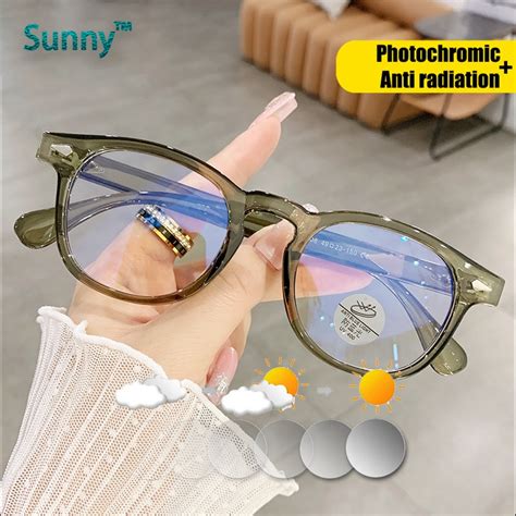 Photochromic Anti Radiation Eye Glasses For Women Men Transition 2 In 1