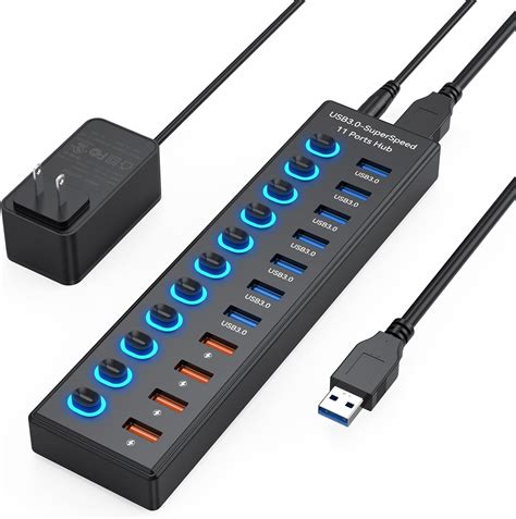 Powered Usb Hub 30 7 Data Ports 4 Charging Ports Usb Extender Cord