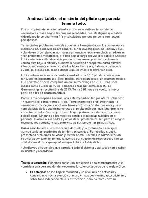 Andreas Lubitz Pdf Sicología