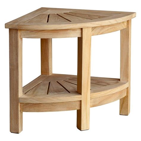 Spa Classic Teak Corner Shower Stool With Shelf From