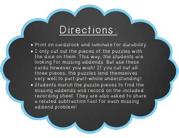 Missing Addends Puzzles By Honeybee Happenings Tpt