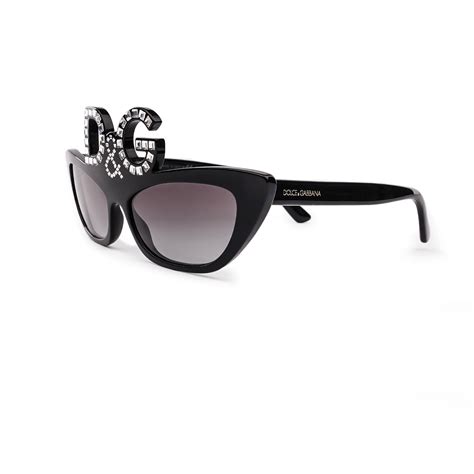 Dolce And Gabbana Dandg Cat Eye Sunglasses Dg4325b With Crystals Black Fashion Rooms