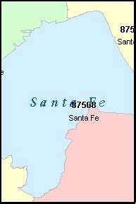 SANTA FE County, New Mexico Digital ZIP Code Map