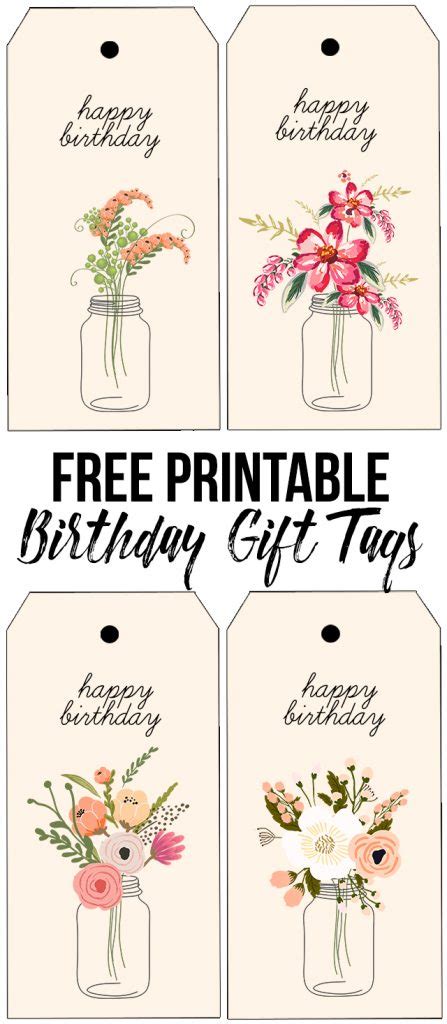 Floral Printable Birthday Gift Tags - Live Laugh Rowe