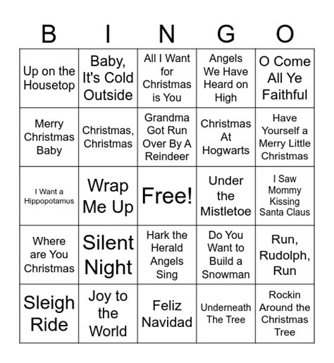 Christmas Music Bingo Card