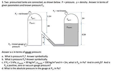 Solved Two Pressurized Tanks Are Connected As Shown Chegg