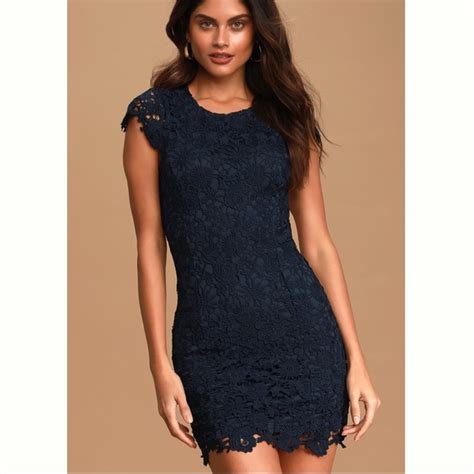 Lulus Dresses Lulus Romance Language Navy Blue Backless Lace Dress