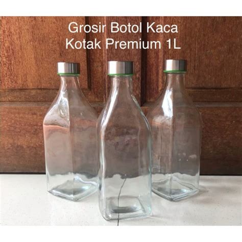 Jual Botol Kaca Premium Kotak 1 Liter Minuman Botol Kaca 1000ml